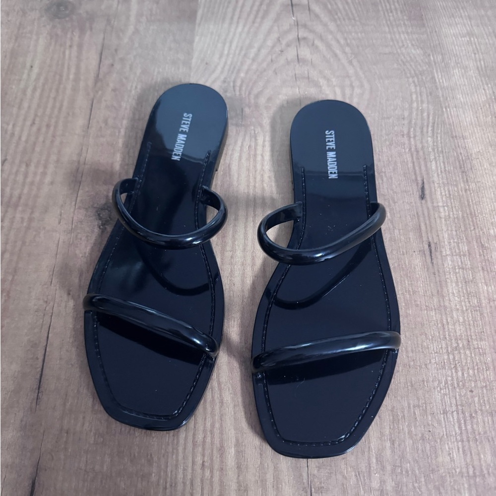 Steve Madden Glossy Black Women's Sandals